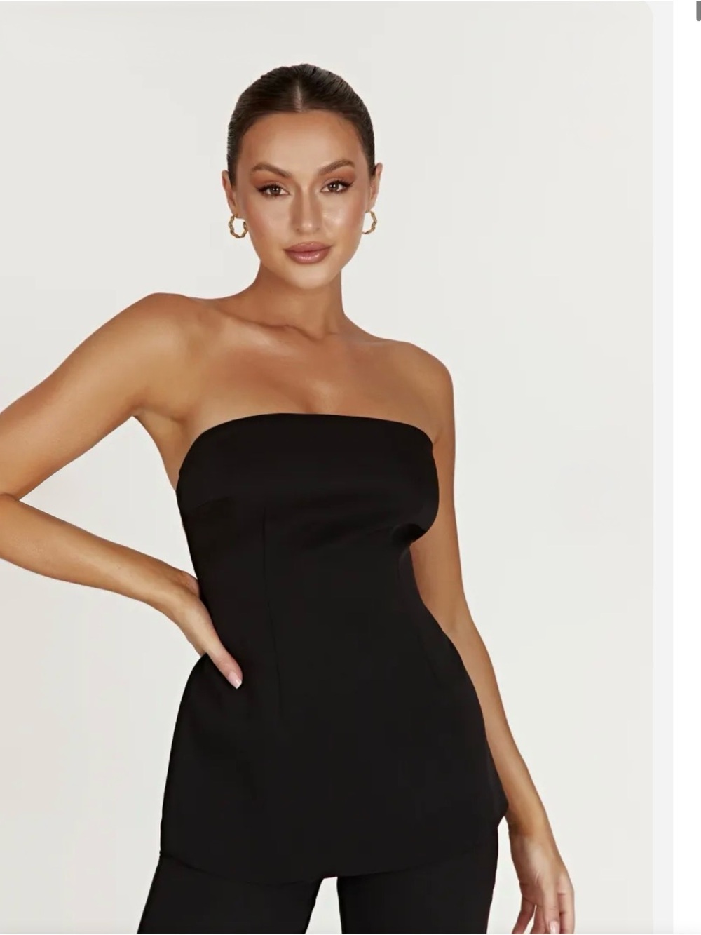 MESHKI Astrid Strapless Back Tie Top | Black | Size S 🖤 Minimalist Y2K Cocktail